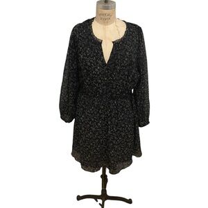 Madewell Black Dress with White Floral Accents